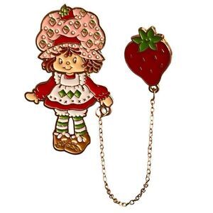 Officially Licensed Strawberry Shortcake Gold Chain Double Enamel Pins